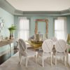 Exotic-cool-room-painting-ideas-with-white-interior-for-dining-chair-and-table-also-sky-blue-for-wall-interior